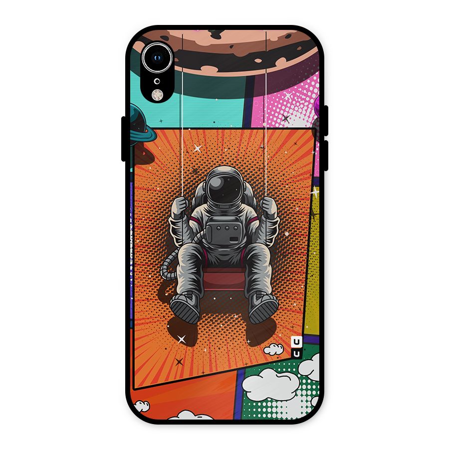 Cool Astraunaut Comic Swing Metal Back Case for iPhone XR