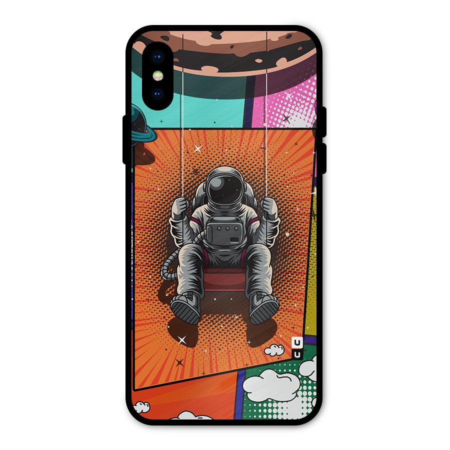 Cool Astraunaut Comic Swing Metal Back Case for iPhone XS