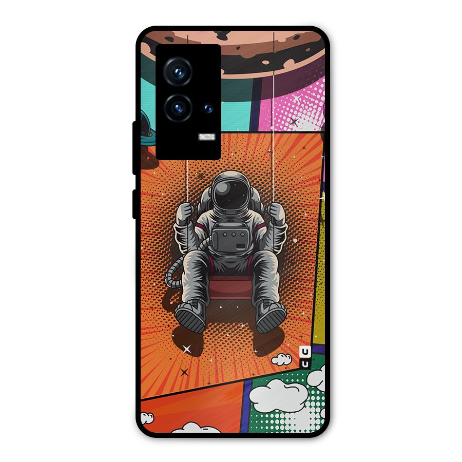 Cool Astraunaut Comic Swing Metal Back Case for iQOO 9 5G