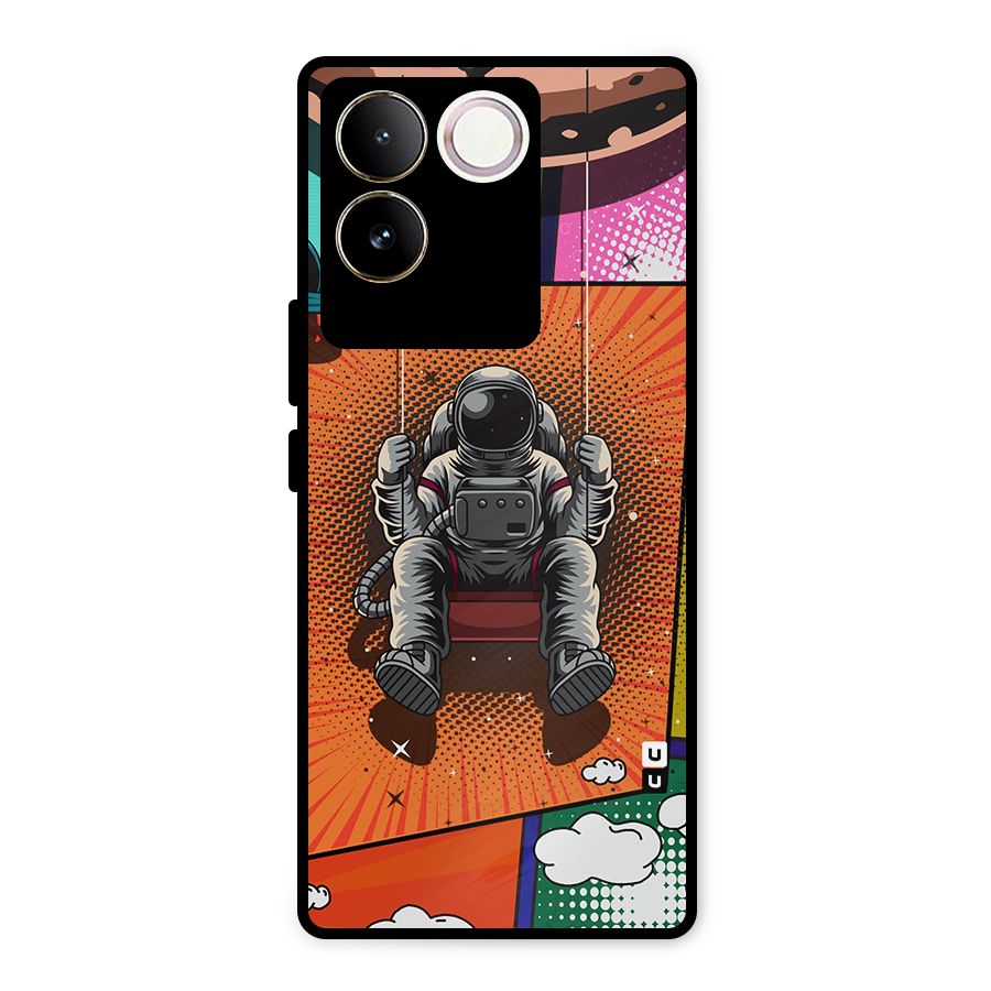 Cool Astraunaut Comic Swing Metal Back Case for iQOO Z7 Pro