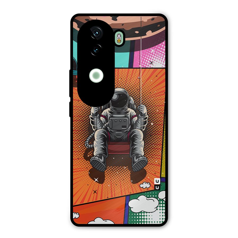 Cool Astraunaut Comic Swing Metal Back Case for iQOO Z9s
