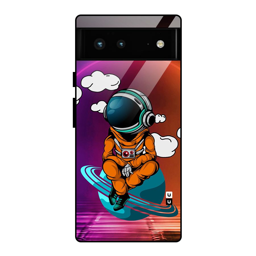 Cool Astraunaut Relaxing Glass Back Case for Google Pixel 6