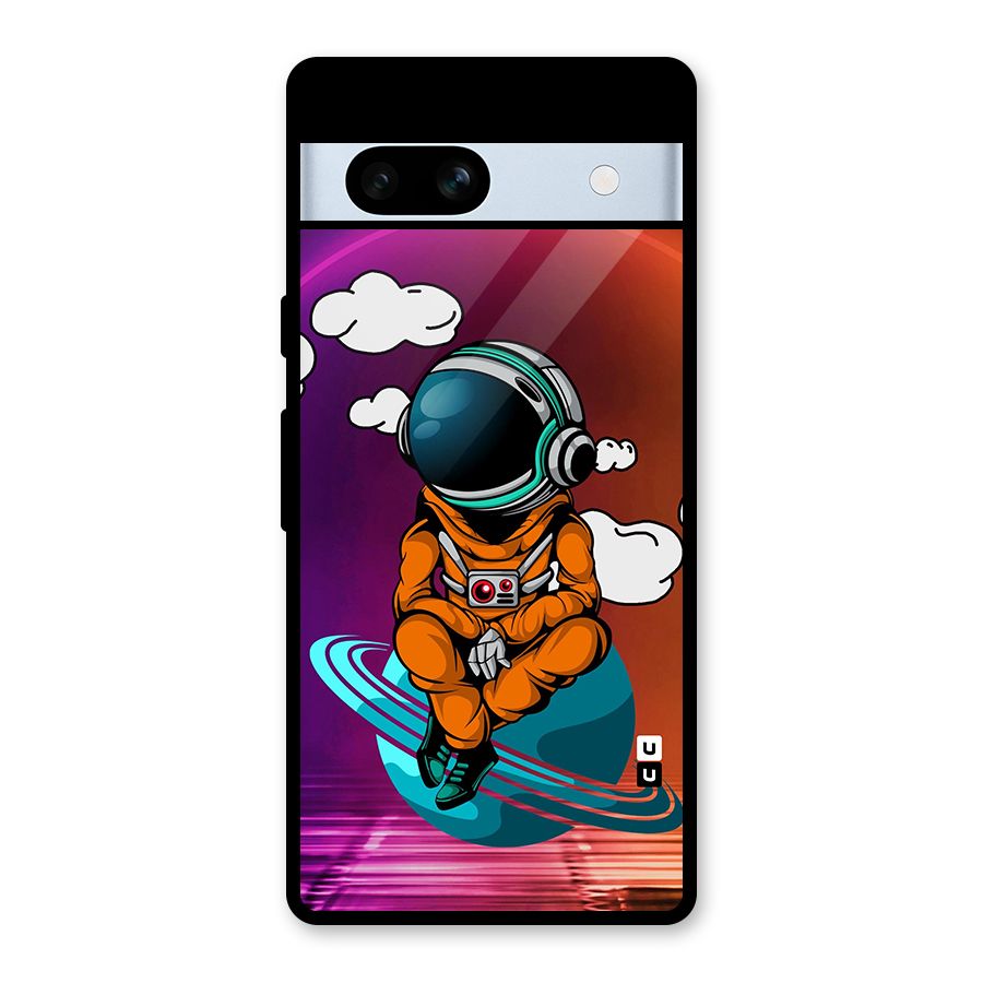 Cool Astraunaut Relaxing Glass Back Case for Google Pixel 7a