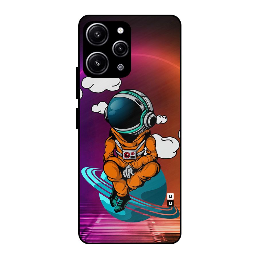Cool Astraunaut Relaxing Glass Back Case for Redmi 12 4G