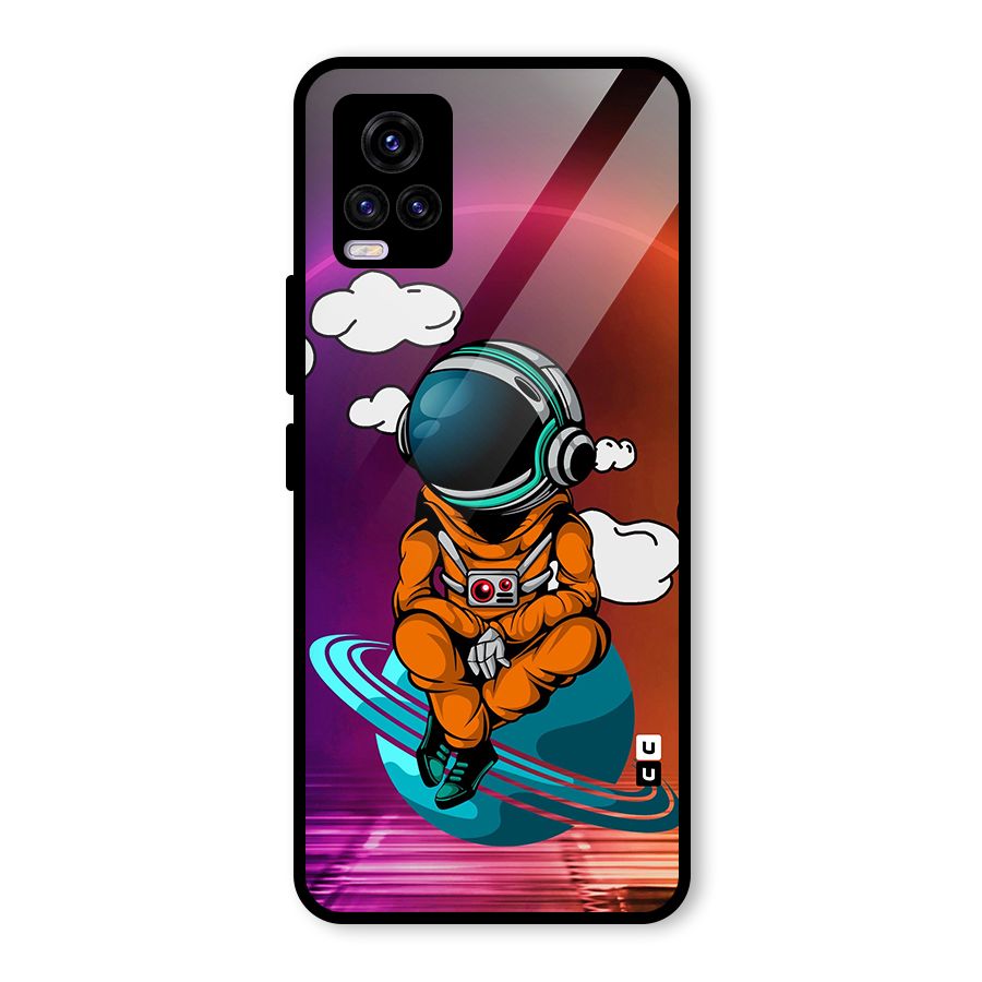 Cool Astraunaut Relaxing Glass Back Case for Vivo V20 2021