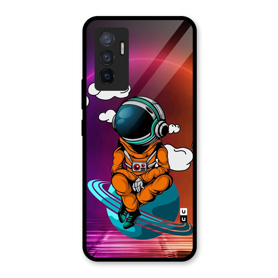 Cool Astraunaut Relaxing Glass Back Case for Vivo V23e