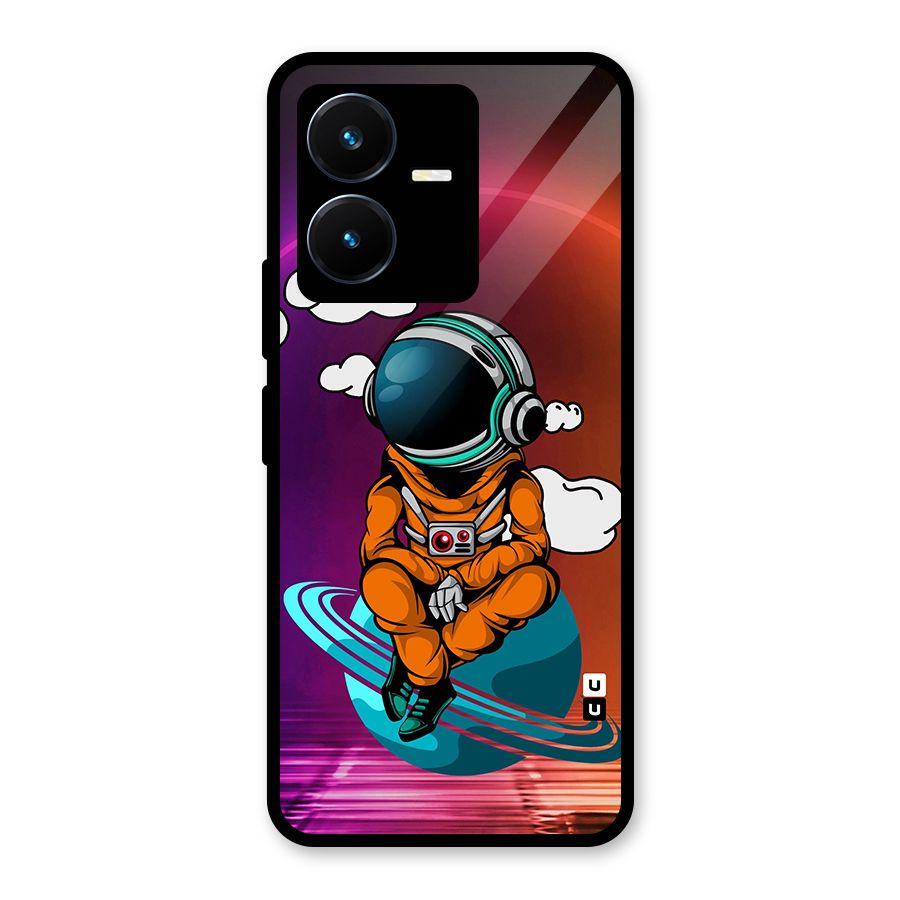 Cool Astraunaut Relaxing Glass Back Case for Vivo Y22s