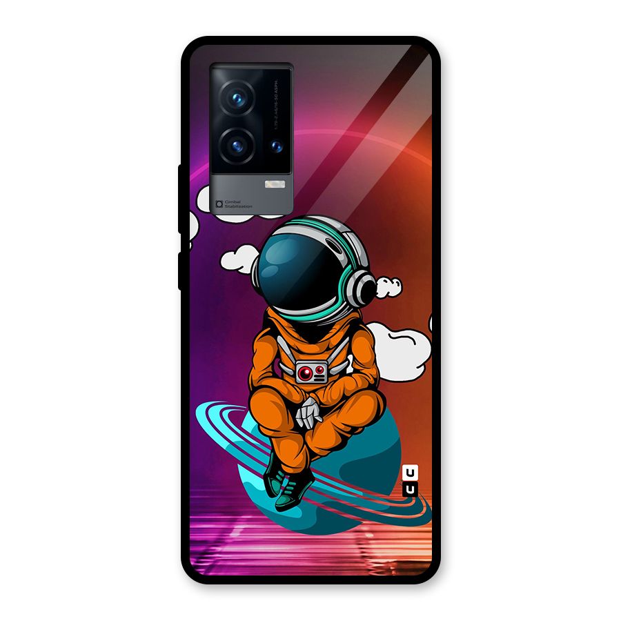 Cool Astraunaut Relaxing Glass Back Case for iQOO 9 5G