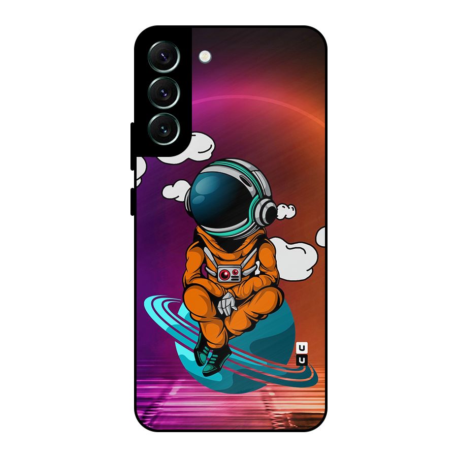 Cool Astraunaut Relaxing Metal Back Case for Galaxy S22 Plus 5G