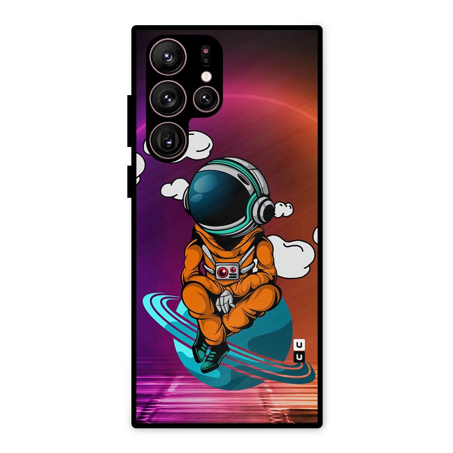 Cool Astraunaut Relaxing Metal Back Case for Galaxy S22 Ultra 5G