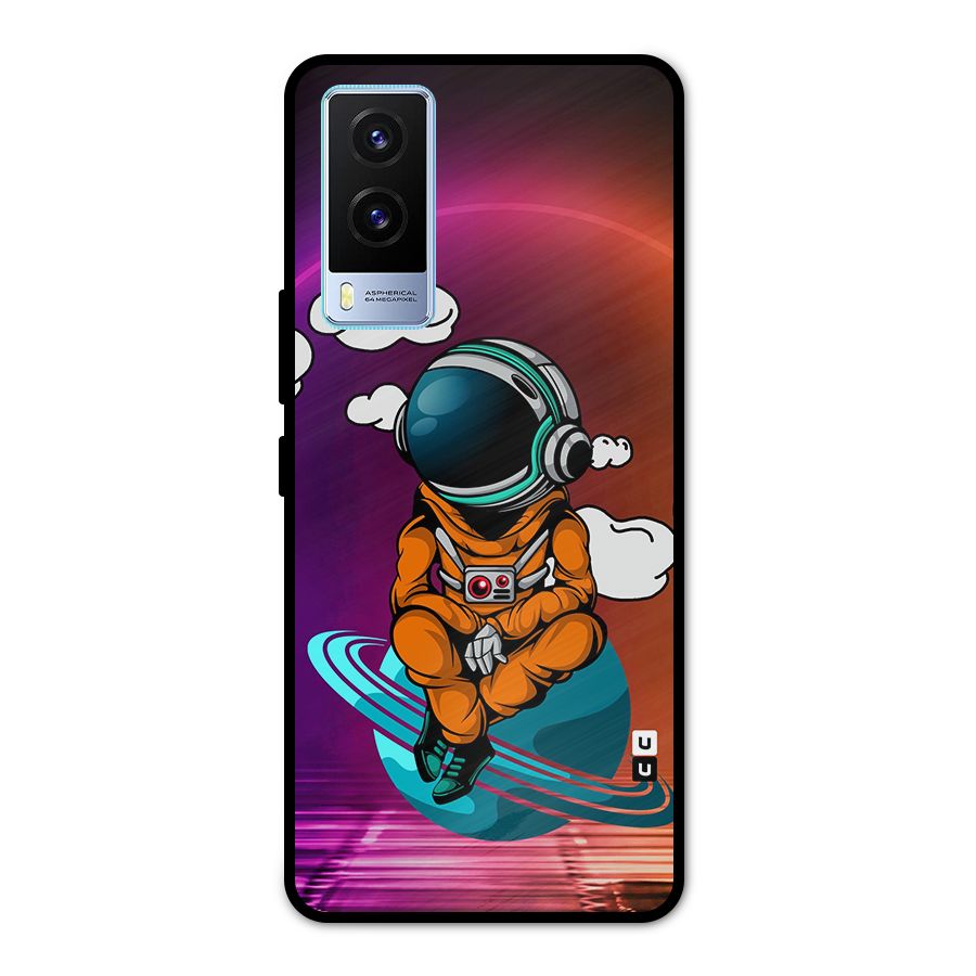 Cool Astraunaut Relaxing Metal Back Case for Vivo V21e 5G