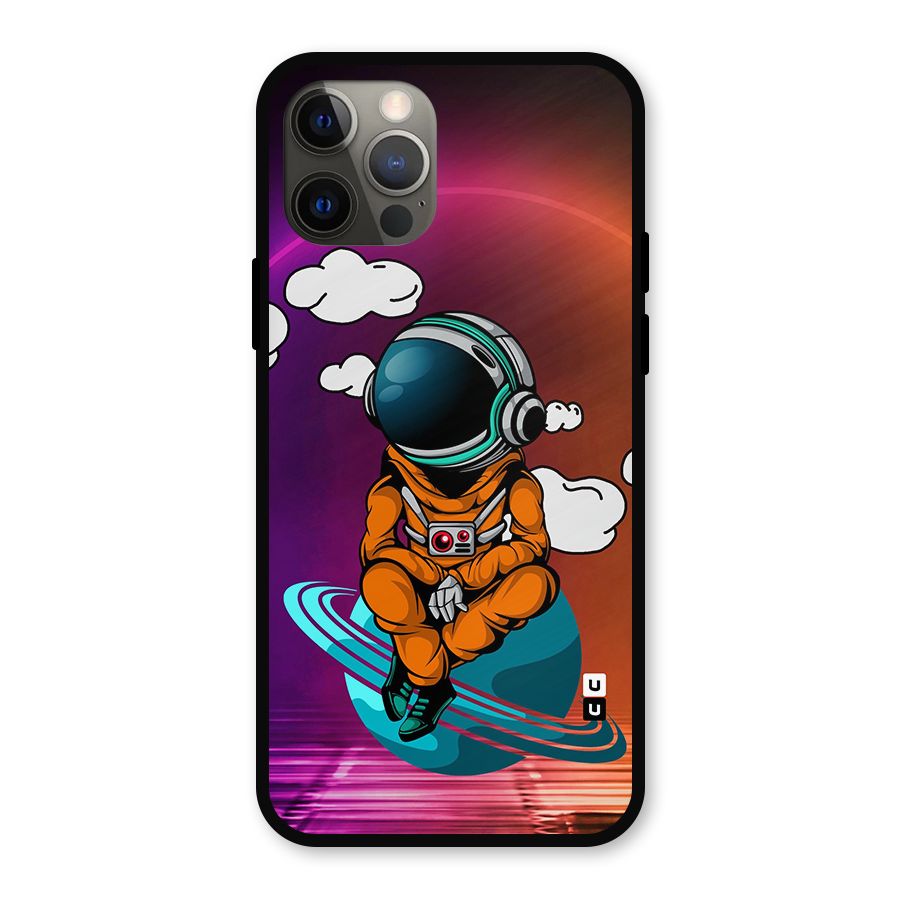 Cool Astraunaut Relaxing Metal Back Case for iPhone 12 Pro
