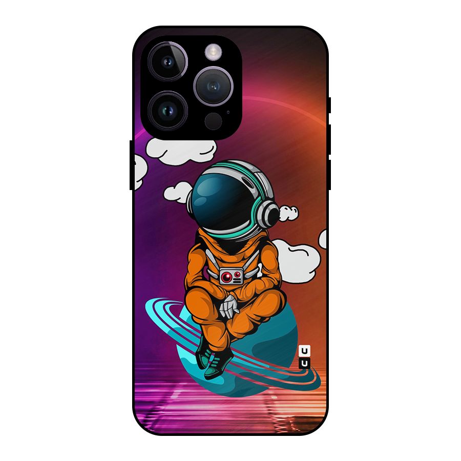 Cool Astraunaut Relaxing Metal Back Case for iPhone 14 Pro Max