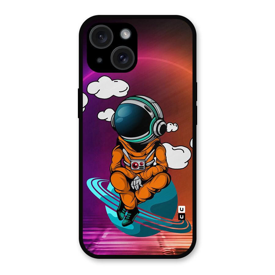 Cool Astraunaut Relaxing Metal Back Case for iPhone 15
