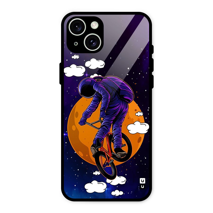 Cool Astro Cyclist Glass Back Case for iPhone 15 Plus