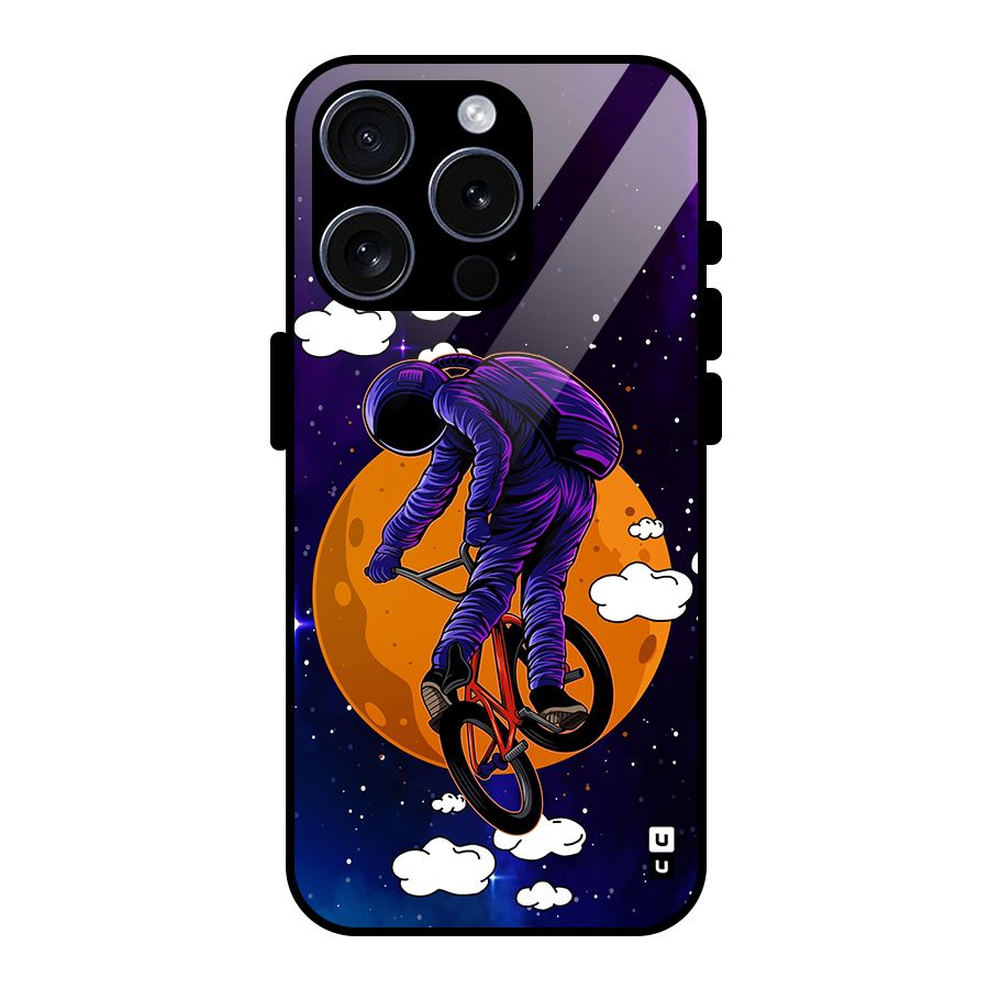 Cool Astro Cyclist Glass Back Case for iPhone 15 Pro
