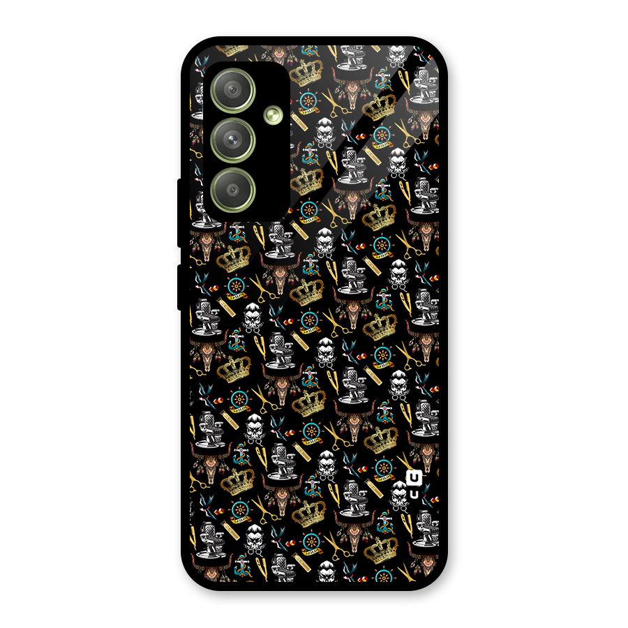 Cool Barber Pattern Glass Back Case for Galaxy A54