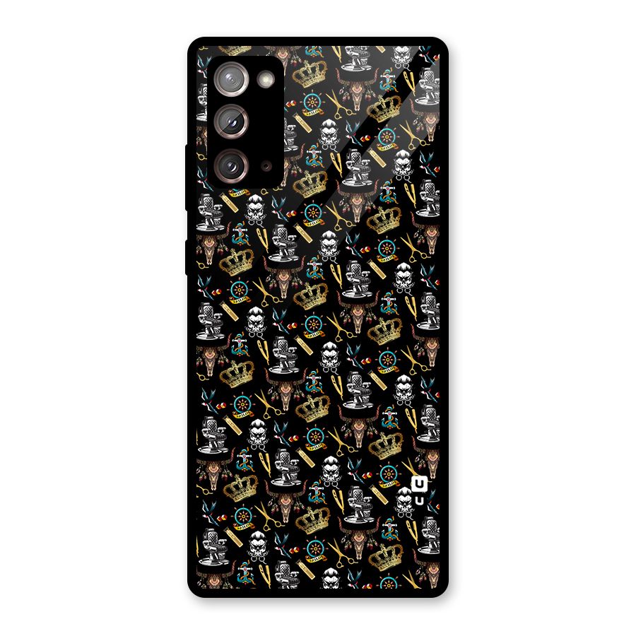 Cool Barber Pattern Glass Back Case for Galaxy Note 20