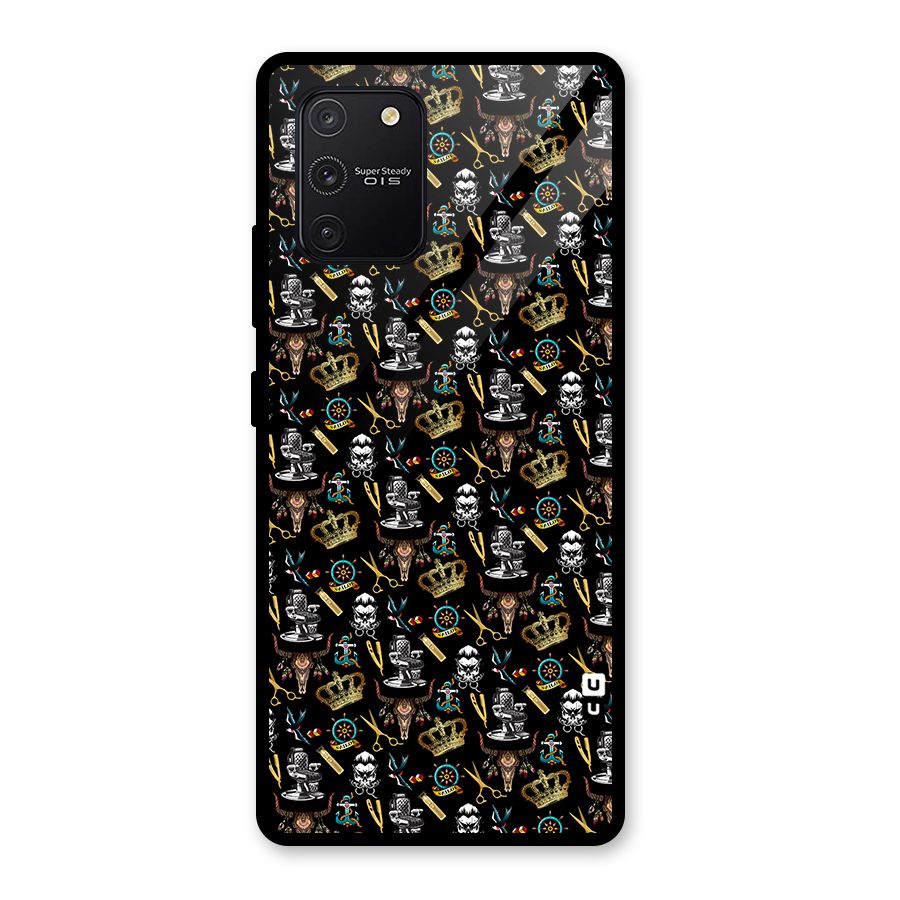 Cool Barber Pattern Glass Back Case for Galaxy S10 Lite