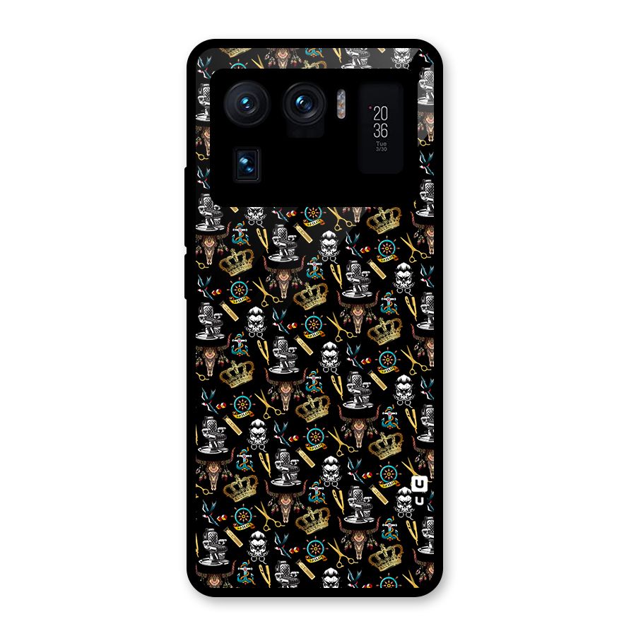 Cool Barber Pattern Glass Back Case for Mi 11 Ultra