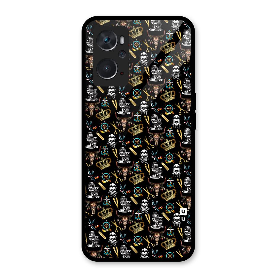 Cool Barber Pattern Glass Back Case for Oppo K10 4G