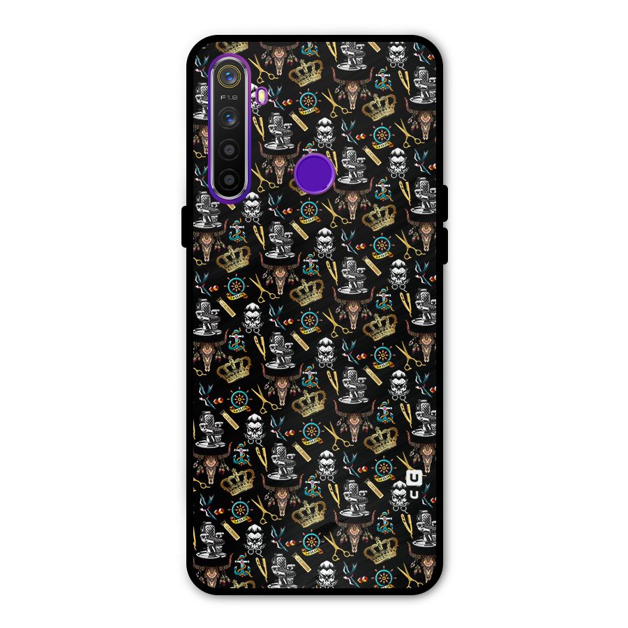 Cool Barber Pattern Glass Back Case for Realme 5s