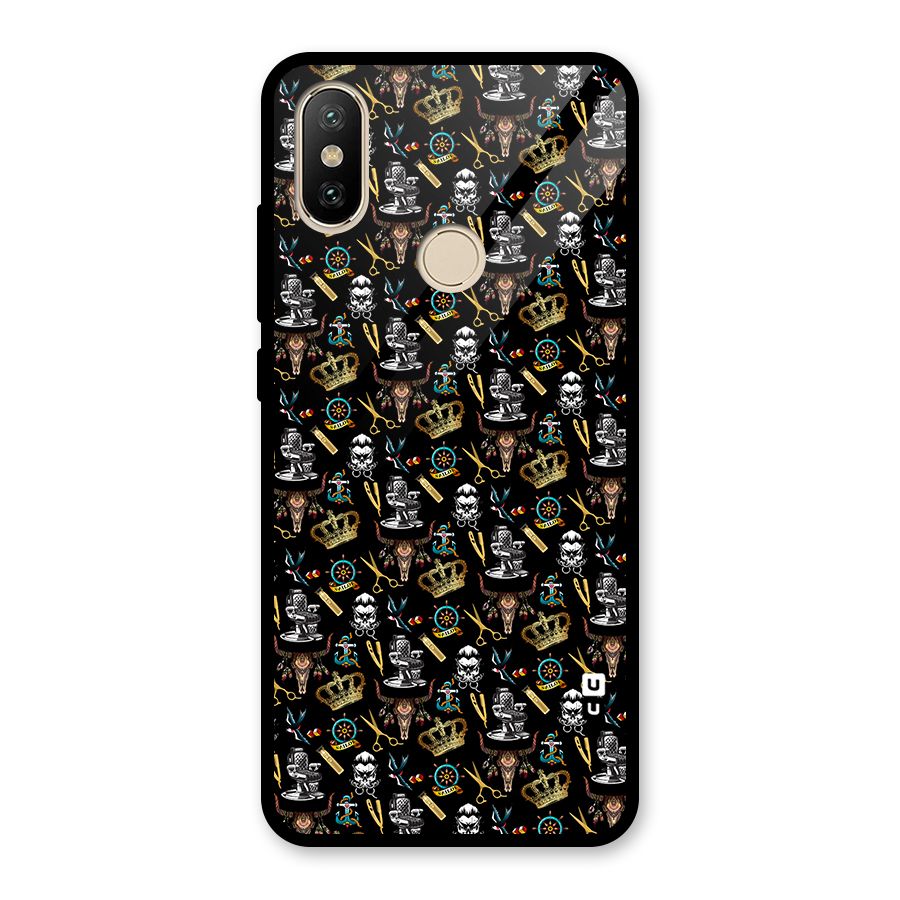 Cool Barber Pattern Glass Back Case for Redmi A2