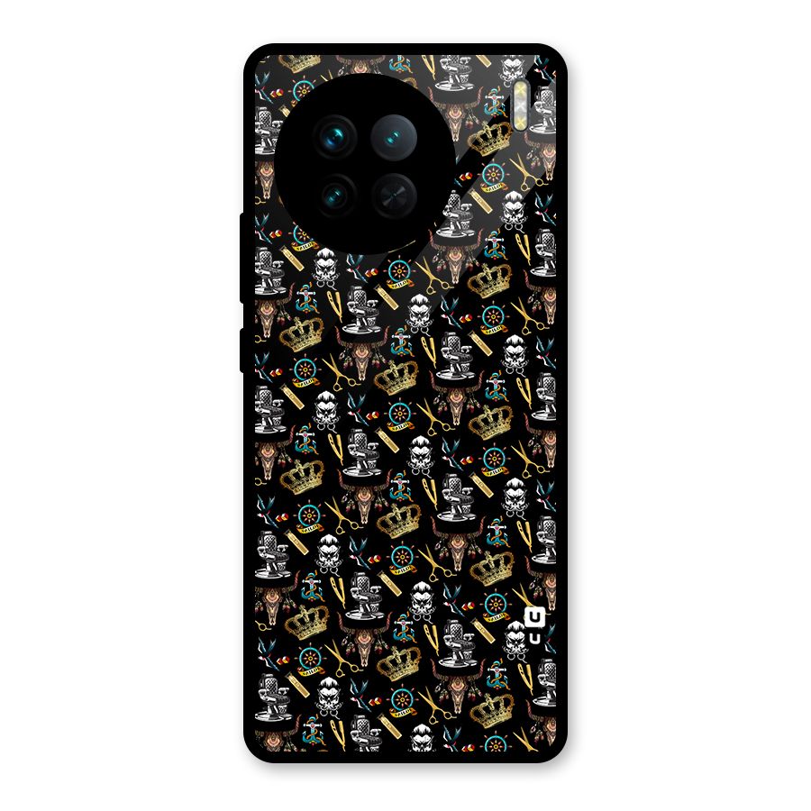 Cool Barber Pattern Glass Back Case for Vivo X90