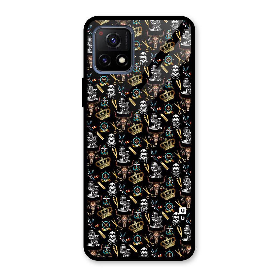 Cool Barber Pattern Glass Back Case for Vivo Y72 5G