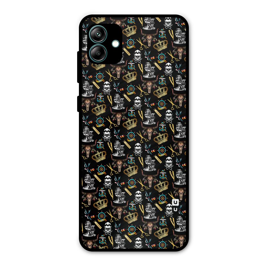 Cool Barber Pattern Metal Back Case for Galaxy A04