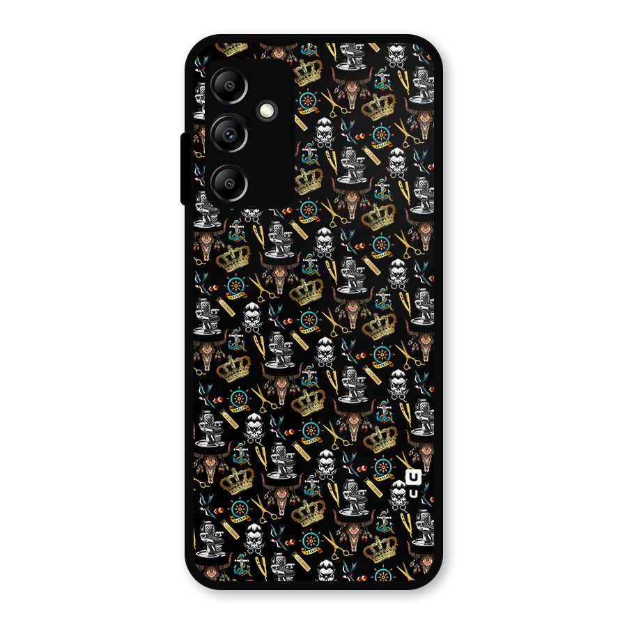 Cool Barber Pattern Metal Back Case for Galaxy A14 5G