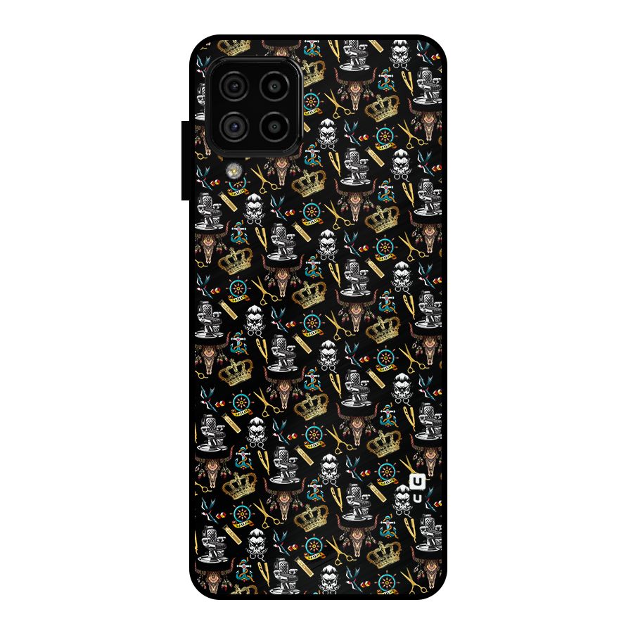 Cool Barber Pattern Metal Back Case for Galaxy A22 4G