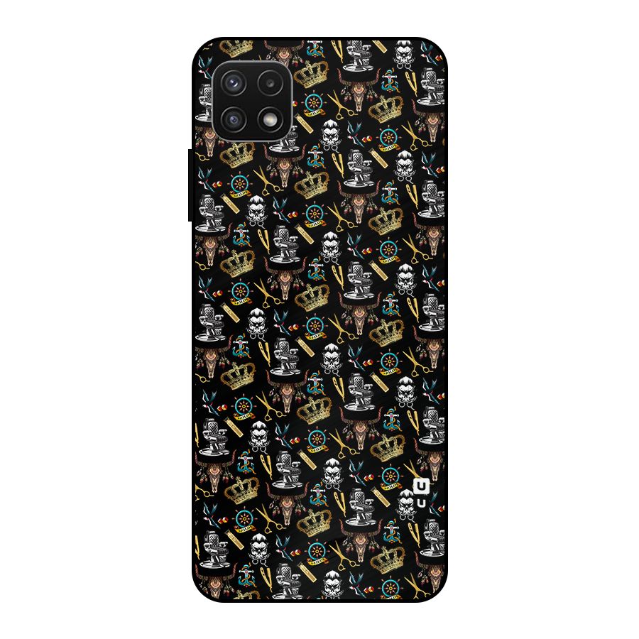 Cool Barber Pattern Metal Back Case for Galaxy A22 5G