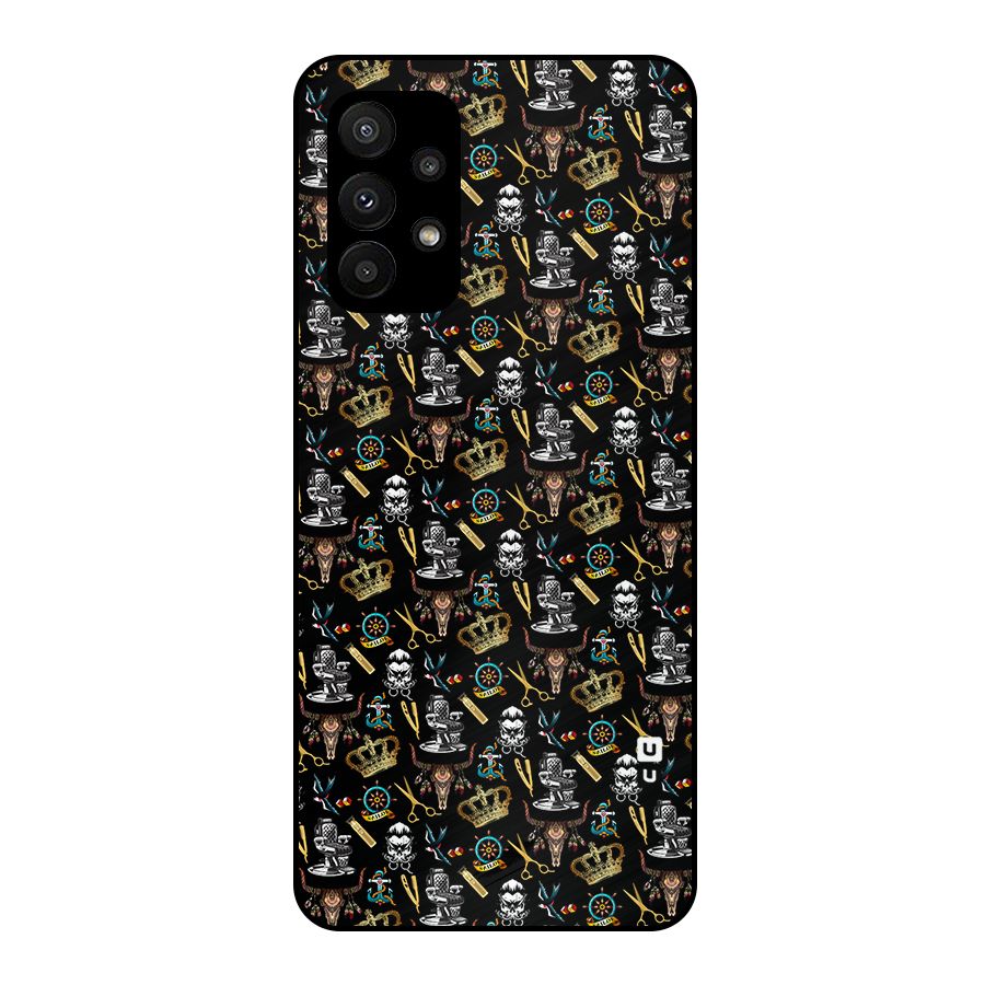 Cool Barber Pattern Metal Back Case for Galaxy A23