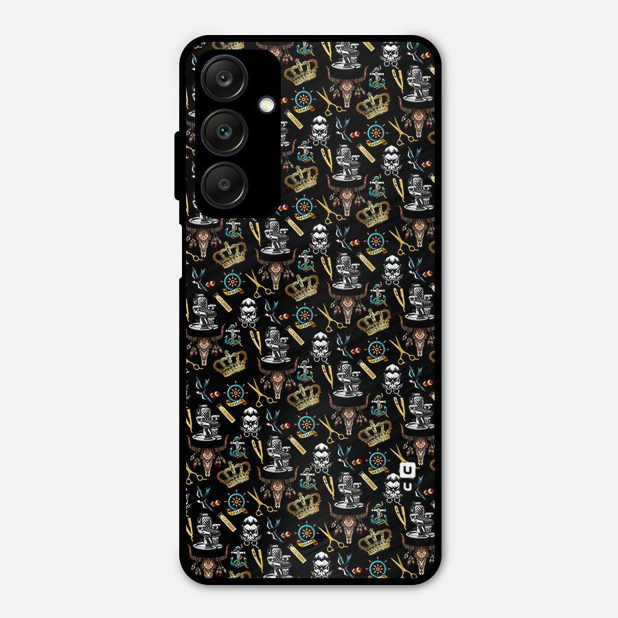 Cool Barber Pattern Metal Back Case for Galaxy A25 5G