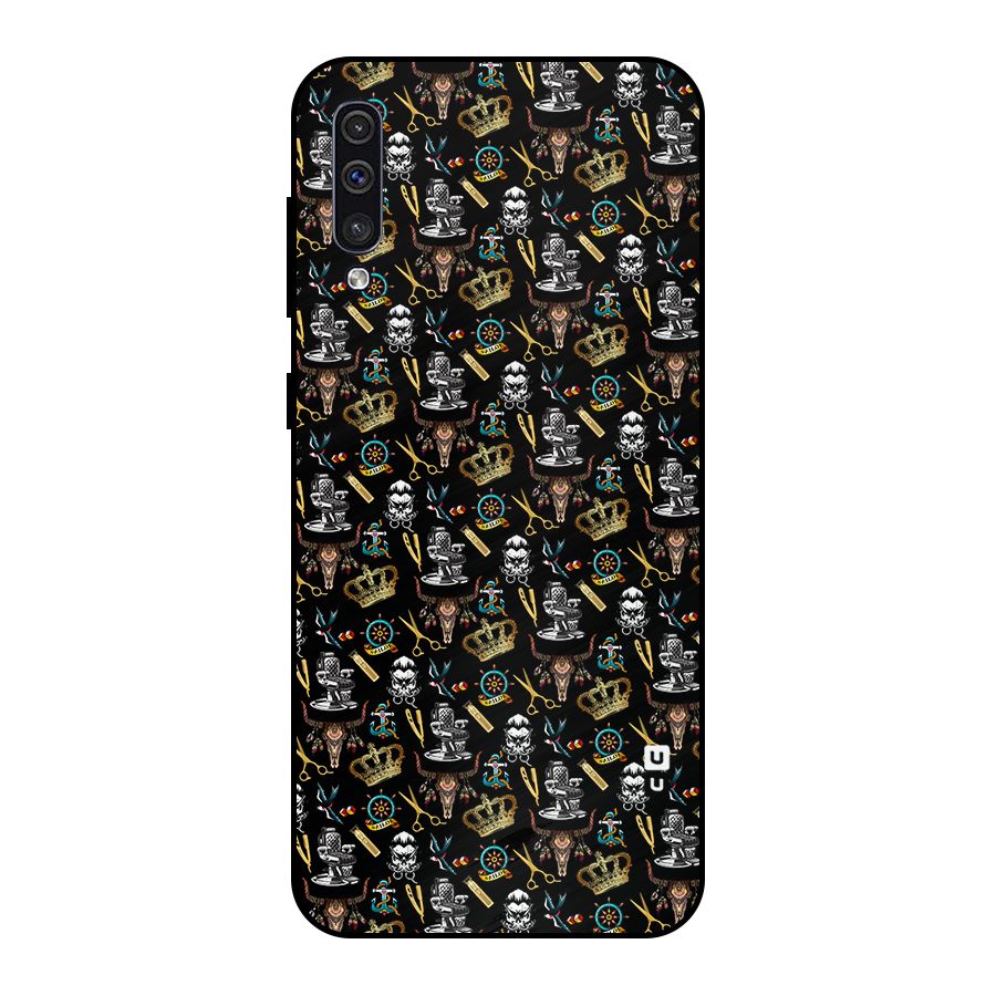 Cool Barber Pattern Metal Back Case for Galaxy A50