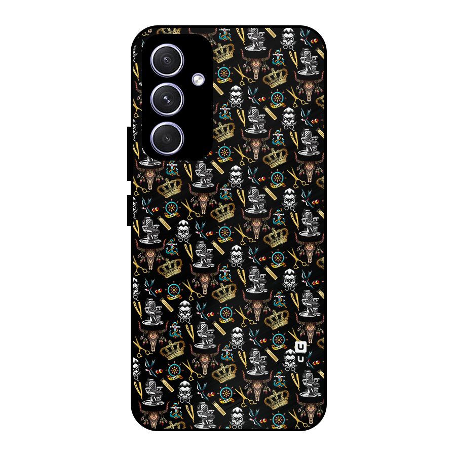 Cool Barber Pattern Metal Back Case for Galaxy A54