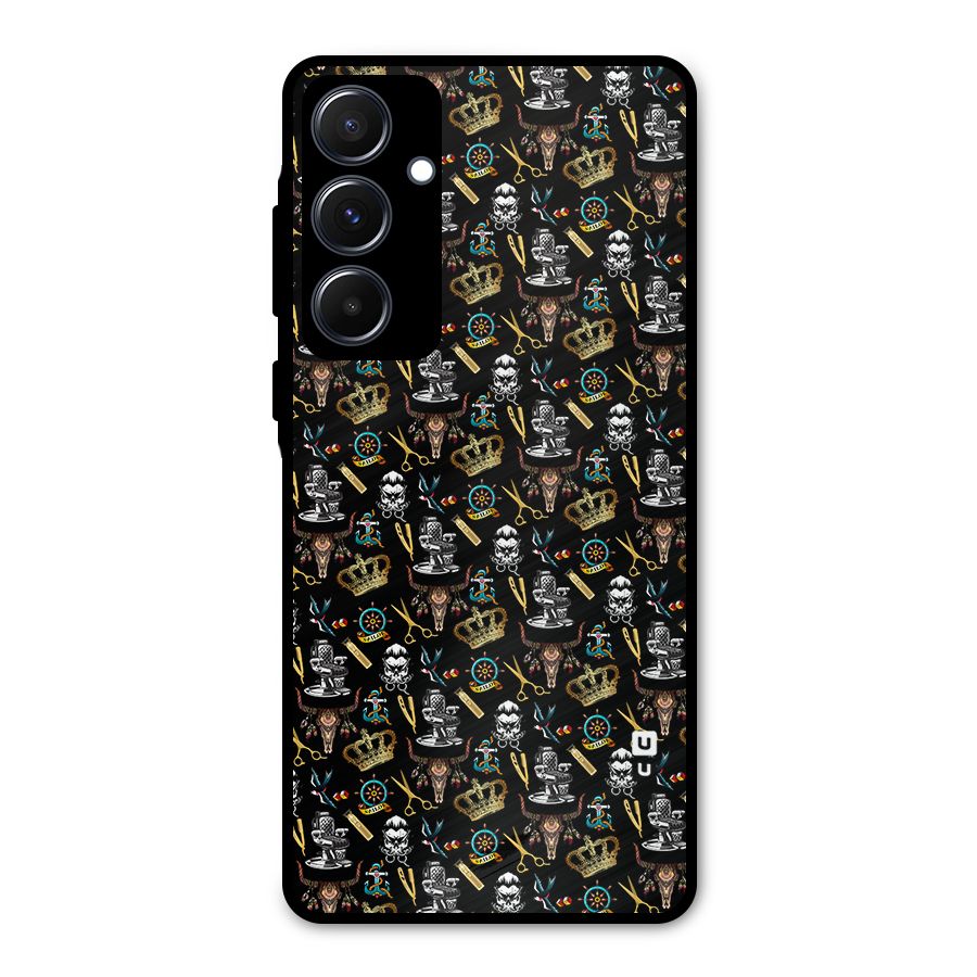 Cool Barber Pattern Metal Back Case for Galaxy A55