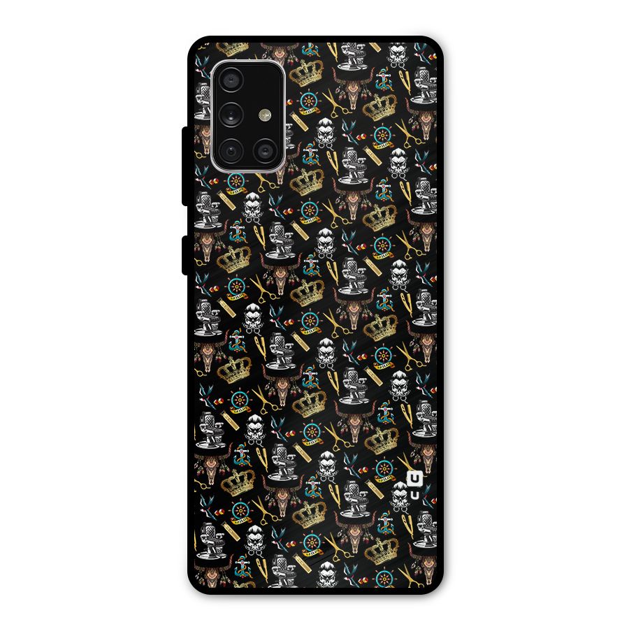 Cool Barber Pattern Metal Back Case for Galaxy A71
