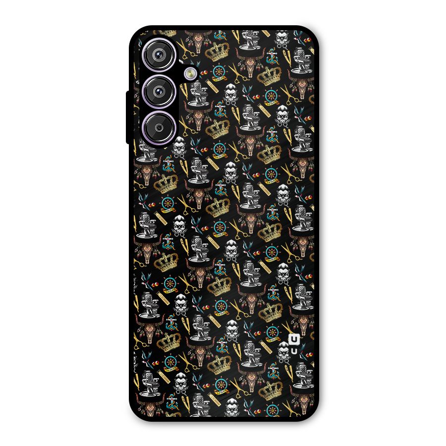 Cool Barber Pattern Metal Back Case for Galaxy M15