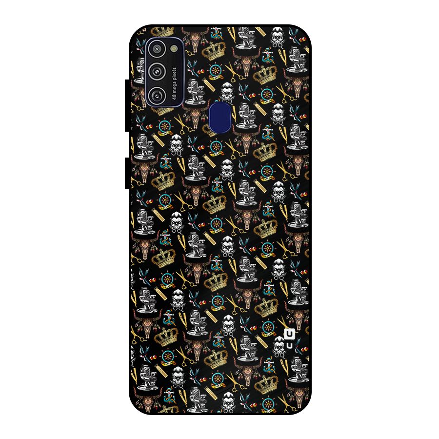 Cool Barber Pattern Metal Back Case for Galaxy M21