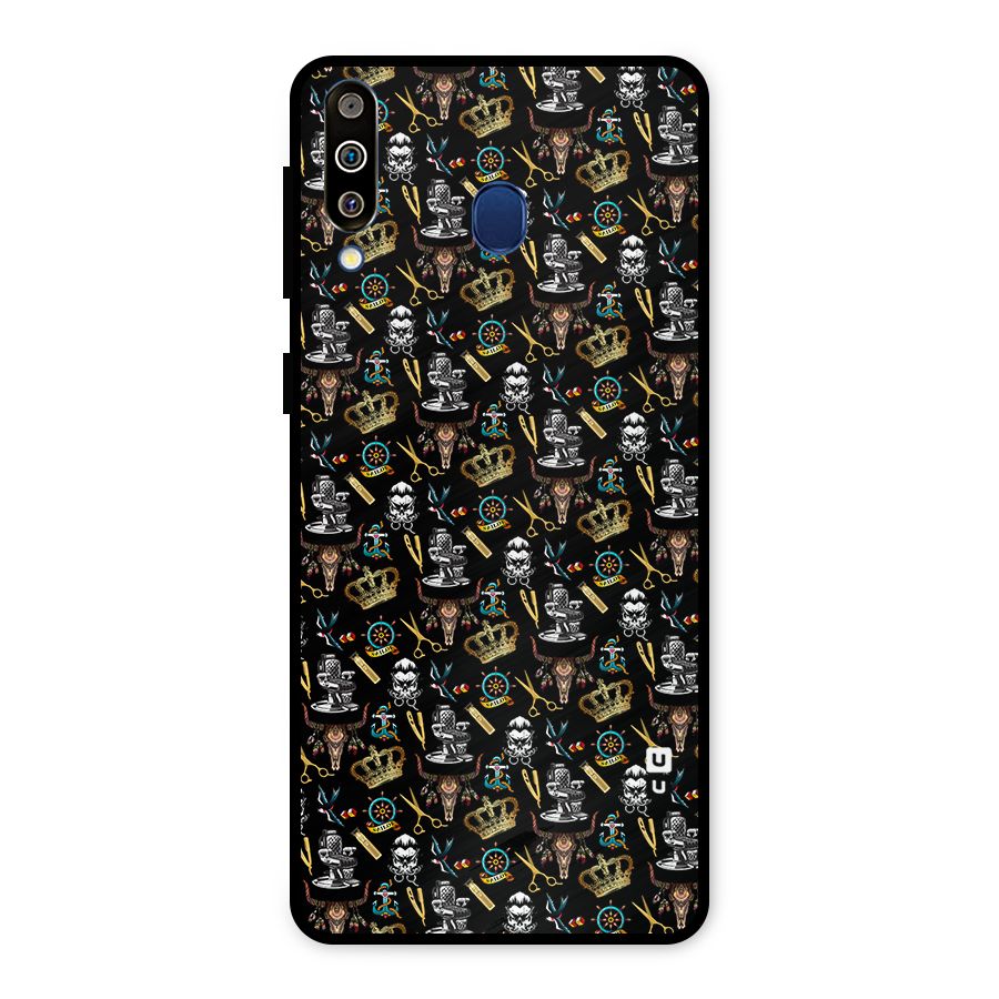 Cool Barber Pattern Metal Back Case for Galaxy M30