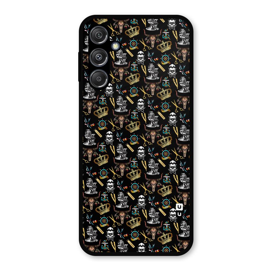 Cool Barber Pattern Metal Back Case for Galaxy M34 5G
