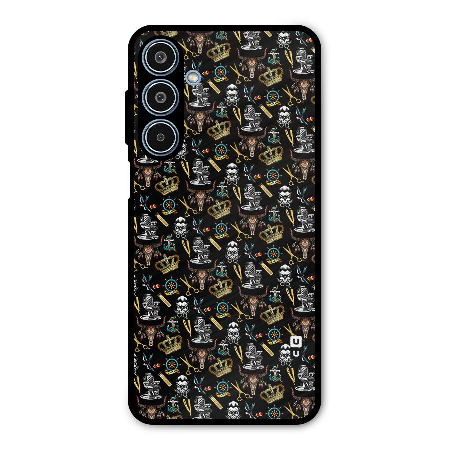 Cool Barber Pattern Metal Back Case for Galaxy M35