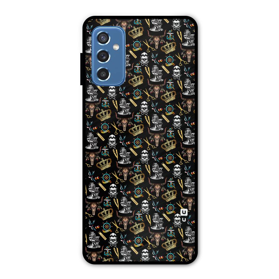 Cool Barber Pattern Metal Back Case for Galaxy M52 5G
