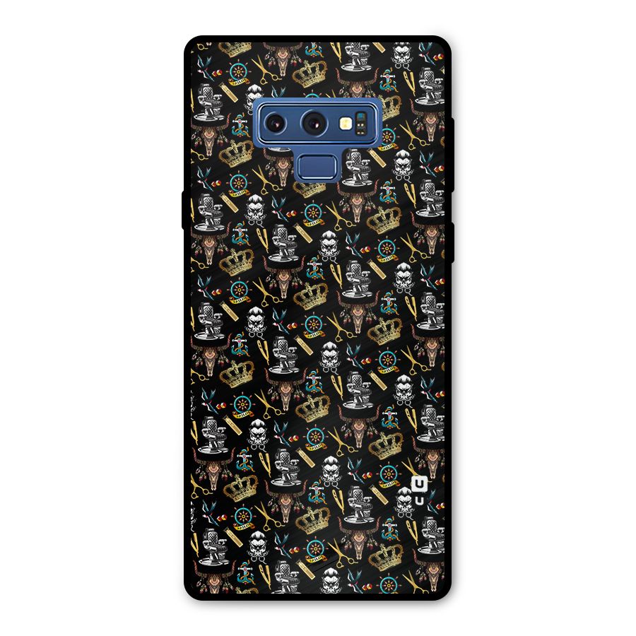 Cool Barber Pattern Metal Back Case for Galaxy Note 9