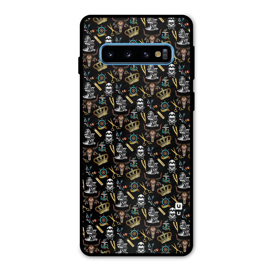 Cool Barber Pattern Metal Back Case for Galaxy S10