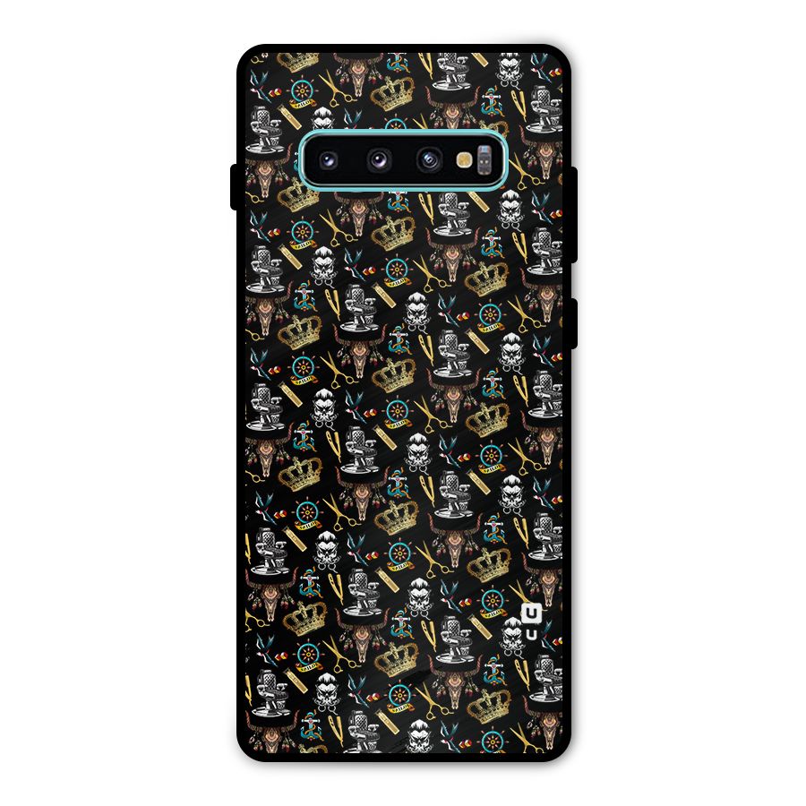 Cool Barber Pattern Metal Back Case for Galaxy S10 Plus