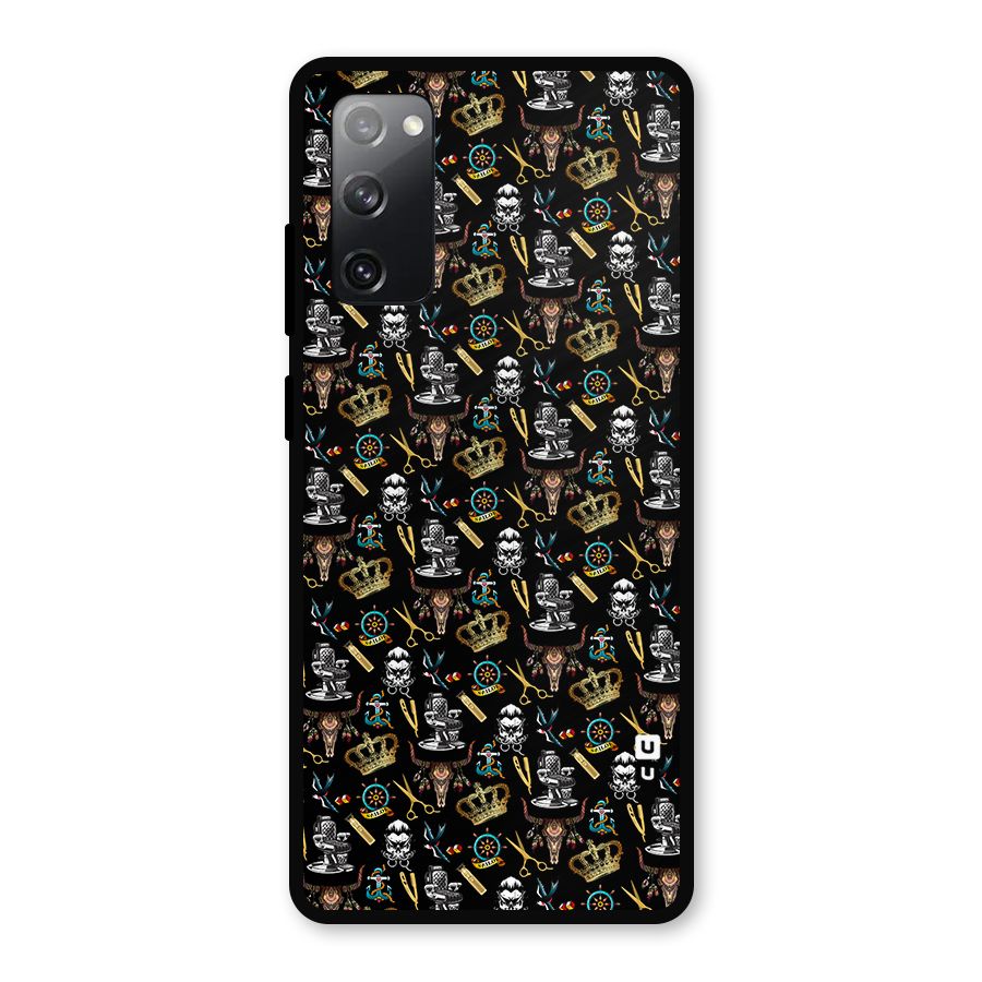 Cool Barber Pattern Metal Back Case for Galaxy S20 FE 5G