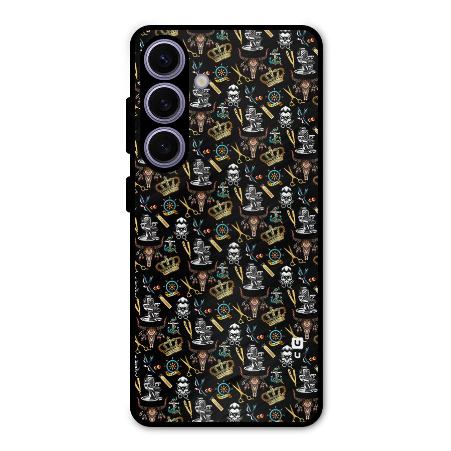 Cool Barber Pattern Metal Back Case for Galaxy S24